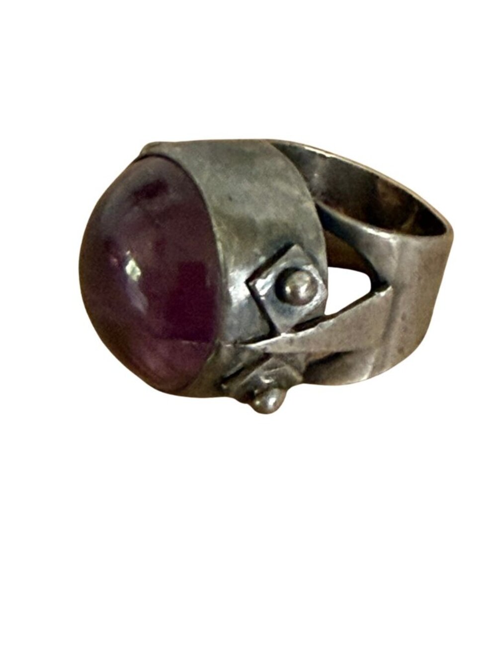 Brighton Style Silver Tone Purple Stone Ring Size 7 Statement